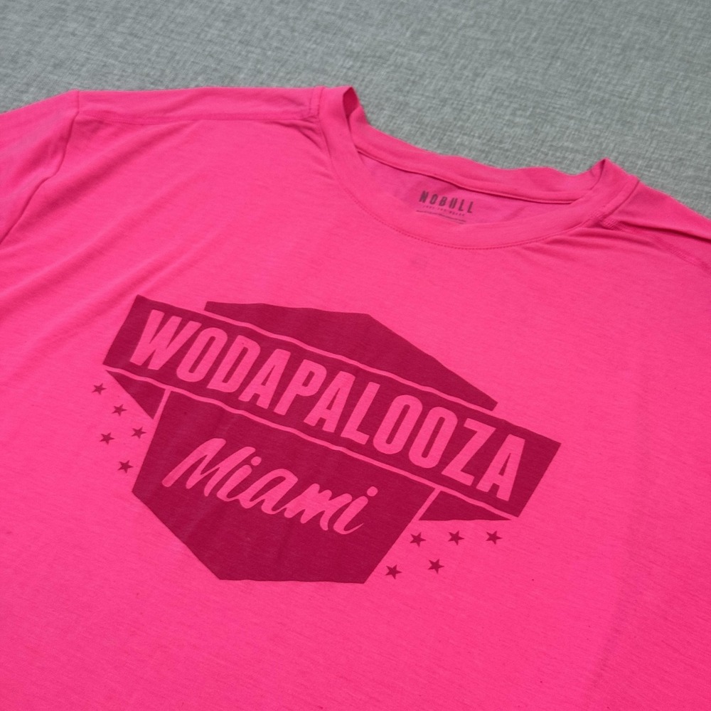 NOBULL T-Shirt Mens 2XL Pink Wodapalooza Miami Graphic Crew Neck Gym Running